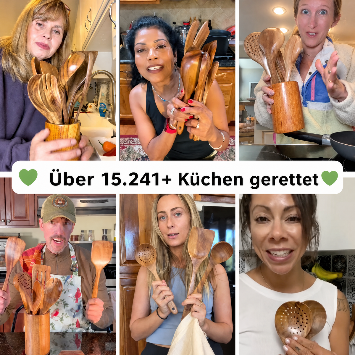 Kundinnen und Kunden mit ihren Küchenhelfern
